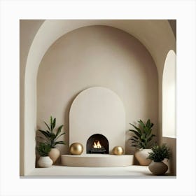 Room With A Fireplace 3 Canvas Print