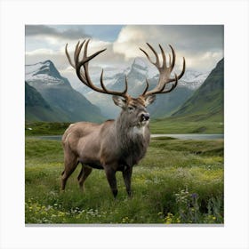 Stag In The Mountains Canvas Print