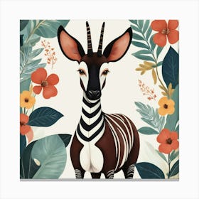 Okapi 3 Folk Style Animal Illustration Art Print 0 Canvas Print