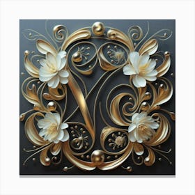 Gold Floral Painting Canvas Print
