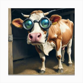 Cow With Goggles 5 Canvas Print