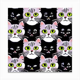 Smiling Cat Faces Canvas Print