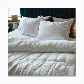 A Photo Of A Bed With A Large (1) Canvas Print