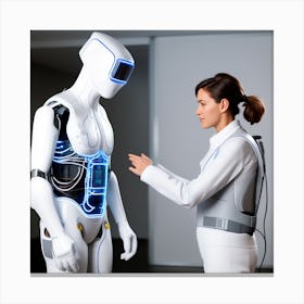 Woman And A Robot Canvas Print