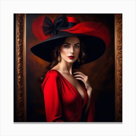 Portrait Of A Woman In Red Dress 4 Canvas Print