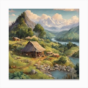 99815 Hut On Mountain Wa Landscape With Vegetables, Tree Xl 1024 V1 0 Canvas Print