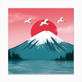 Cranes Over Mount Fuji Canvas Print