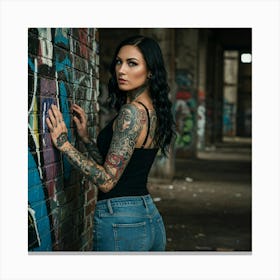 Glam & Grit: The Allure of Tattoos Graffiti Girl Canvas Print