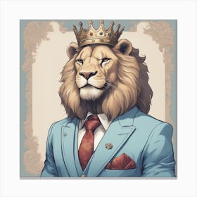 Lion King in a light blue suit Canvas Print