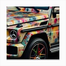 Colorful Splashes Of Paint, On A Mercedes Benz G Wagon Geometric, Abstract Art 1 Canvas Print