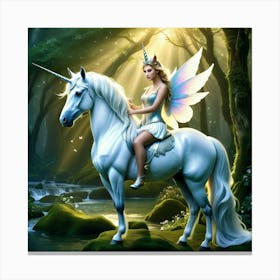 Fairy On A Unicorn Canvas Print