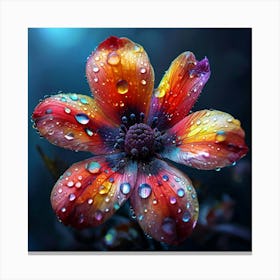 Raindrops On A Flower Canvas Print