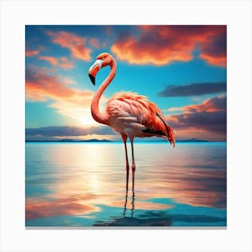 Flamingo At Sunset 4 Canvas Print