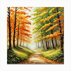 Forest In Autumn In Minimalist Style Square Composition 76 Canvas Print