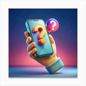 Hand Holding Smartphone With Question Mark 1 Canvas Print