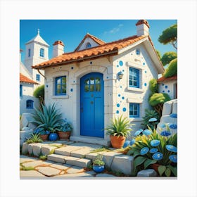 House In The Village Canvas Print