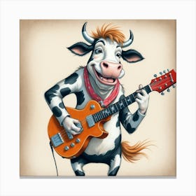 Cow Playing Guitar 15 Canvas Print