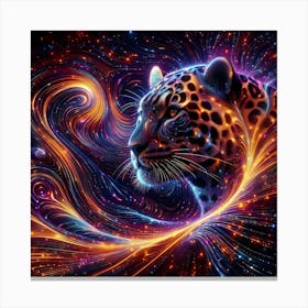 Luminous Predator: The Neon Leopard’s Realm Canvas Print