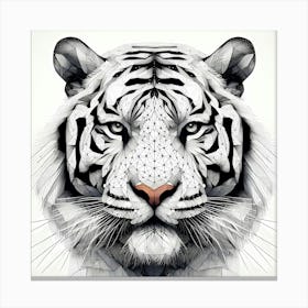 White Tiger Head - Abstract Line Art Illustration 23 Canvas Print