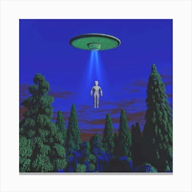 A Ufo Over A Forest Beaming Up A Person Stampe su tela