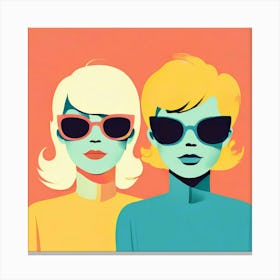 Two Women In Sunglasses Canvas Print