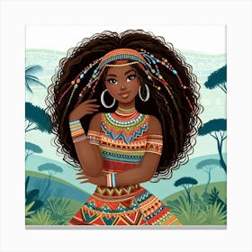 African Girl In Traditional Wall Art Canvas Print