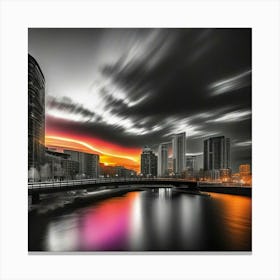 Sunset Over The River 3 Canvas Print