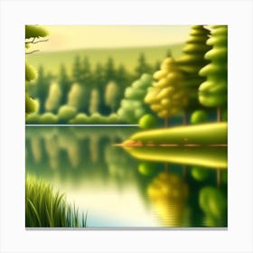 Landscape With Trees And Water 3 Canvas Print