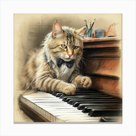 Cat Playing Piano 4 Canvas Print