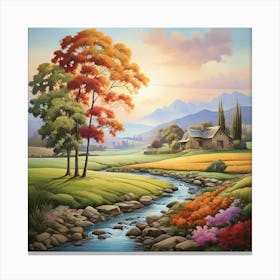 Autumn By The Stream Canvas Print