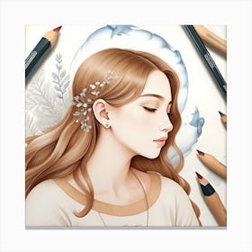 Girl With Long Hair Canvas Print