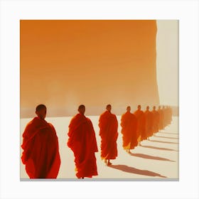 Buddhist Monks Walking Canvas Print