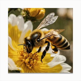 Bee On A Flower 2 Canvas Print