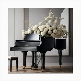 Grand Piano With Flowers Canvas Print