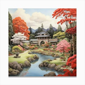 Kairakuen Gardens Japan Painting 2 Art Print 3 1 Canvas Print