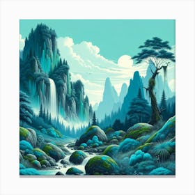 Paradise with Teal Moss Canvas Print