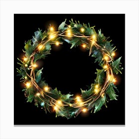 Christmas Wreath With Lights Canvas Print