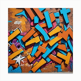 Spray Paint Symphony: Graffiti on Bricks Canvas Print