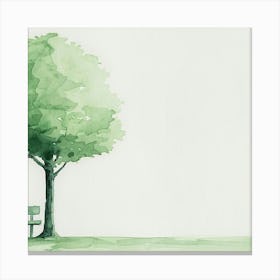 Watercolor Tree And Bench Canvas Print