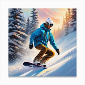 Snowboarder In The Snow Canvas Print