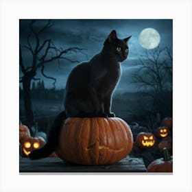 Black Cat Halloween Canvas Print