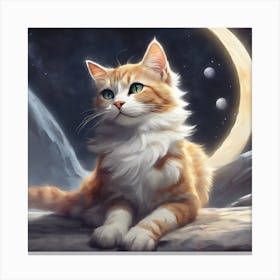 Cat In The Moonlight 4 Canvas Print