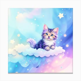 Cute Kitten On A Cloud Canvas Print