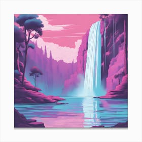 Waterfall Vaporwave Pastel 8k Digital Illustration Canvas Print