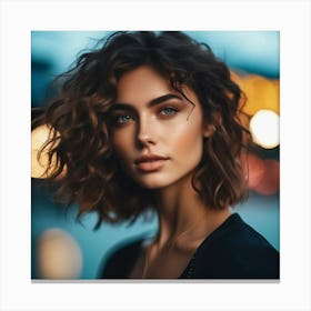 Beautiful Woman With Curly Hair Canvas Print