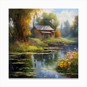 Riverside Idyll Brushstroke Haven Canvas Print