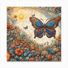 Decorative Floral Butterfly Abstract IV Canvas Print