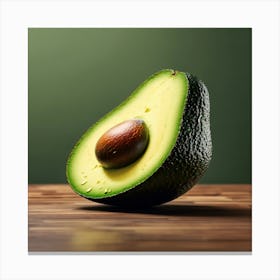 Avocado On A Wooden Table Canvas Print