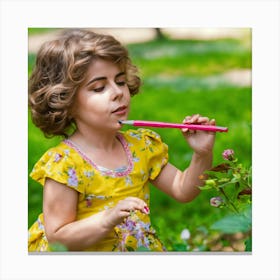 Little Girl In The Garden 1 Canvas Print