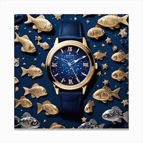  Dark Blue Bracelet Watch With A Sea  Canvas Print